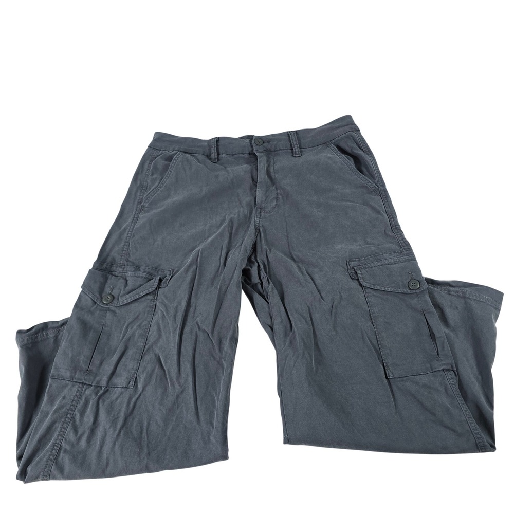 American Eagle Mid-Rise Baggy Wide Leg Cargo Pants Blue Gray Size 10 Regular